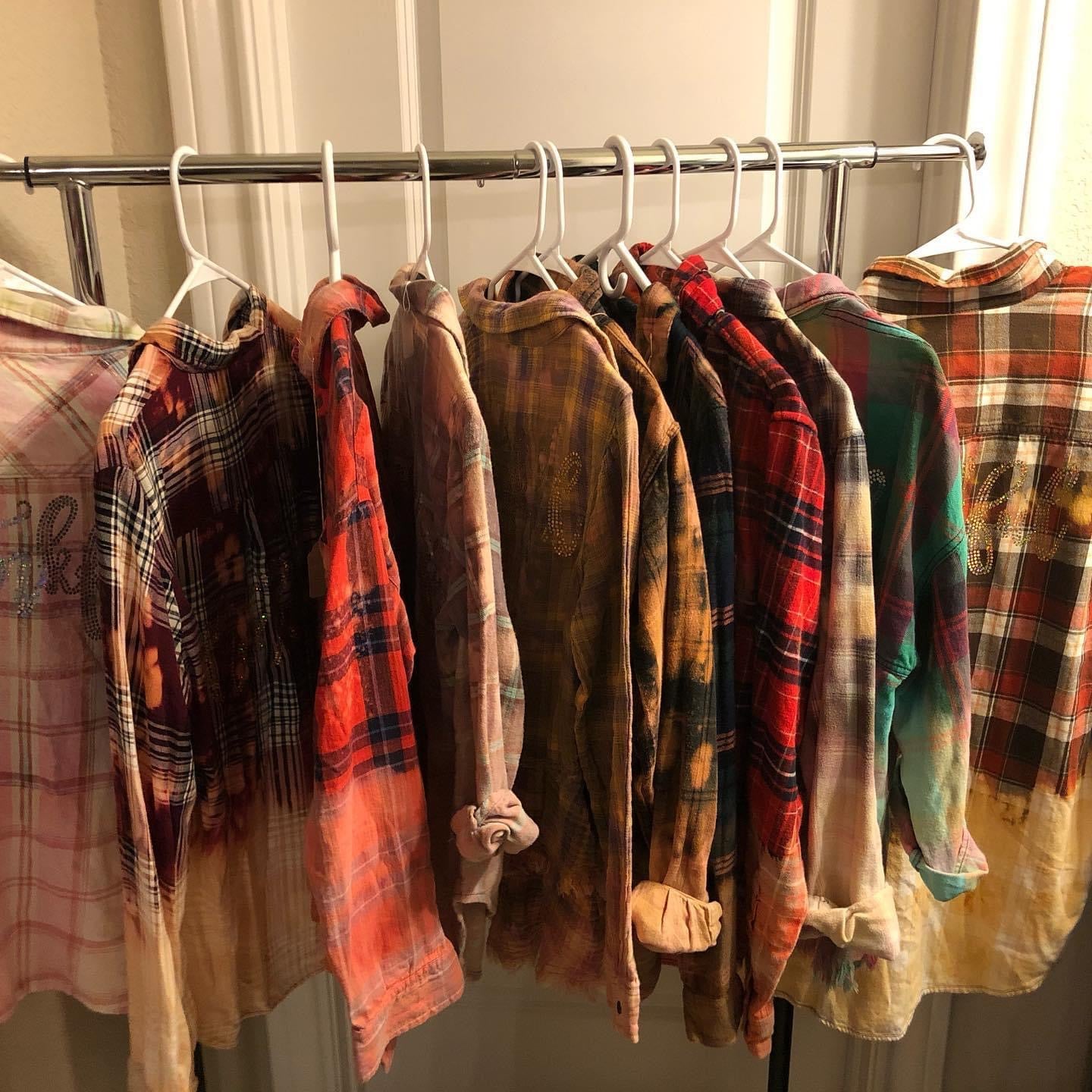 Flannel repositioned distressed shirts